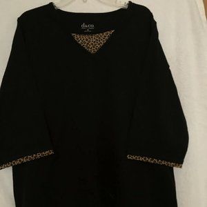 Denim & Co 3/4 Sleeve Top w/Animal Print Detail 1X
